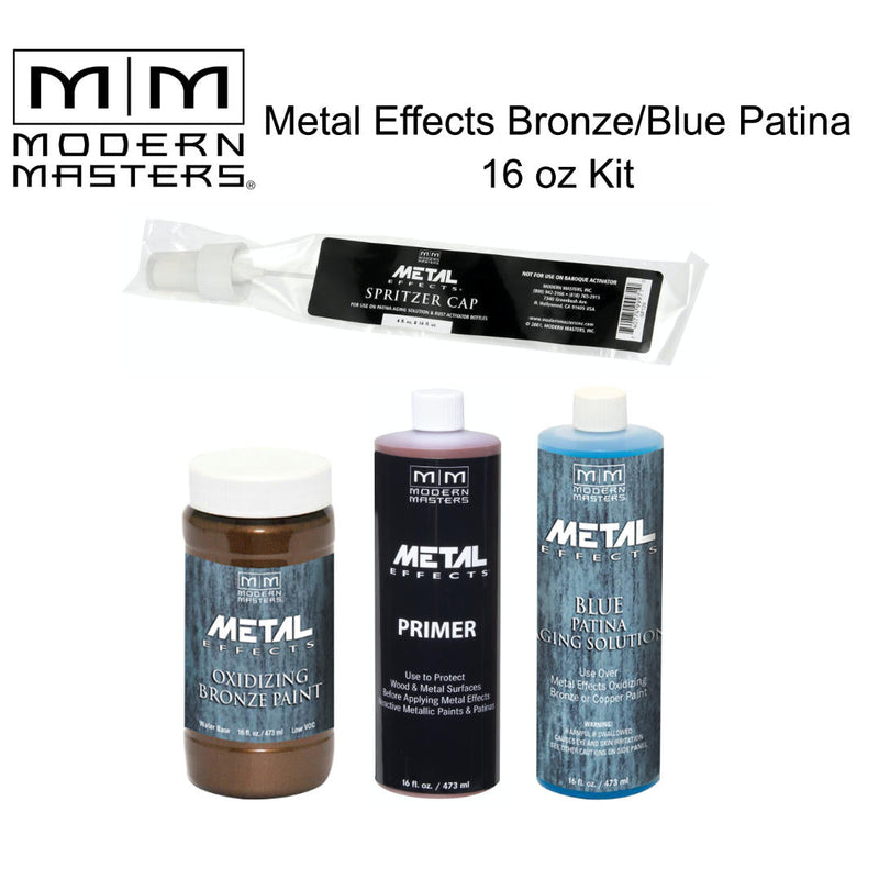 Modern Masters Metal Effects Bronze Paint and Blue Patina Aging Solution 16 oz Kit